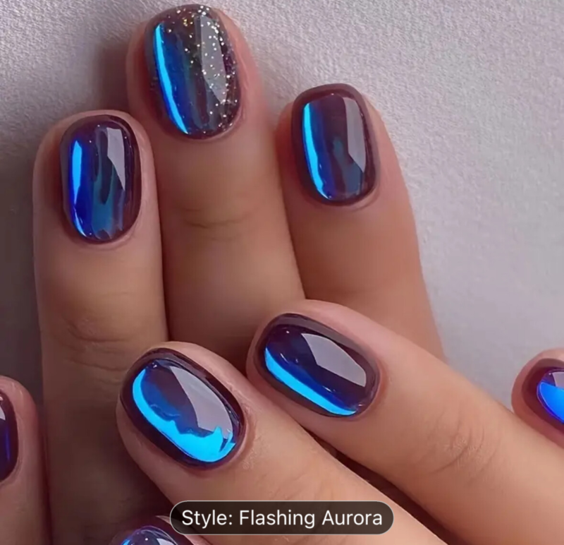 24pcs Press On False Finger Nails Fake Nails Glittered Solid Colours 52 Options