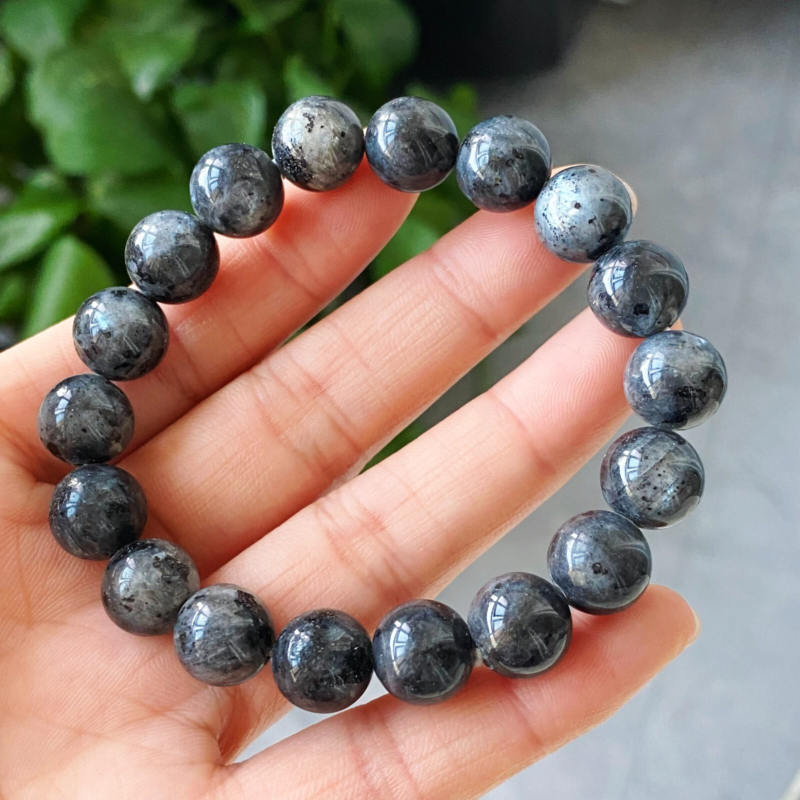10.5mm 2pcs Natural Flashy LARV Labradorite Silver Light Gemstone Beads Bracelet
