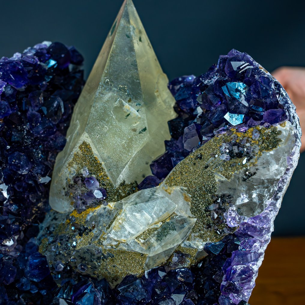 Amazing Deep Purple Amethyst Druse on stand, Uruguay- 3882.49 g