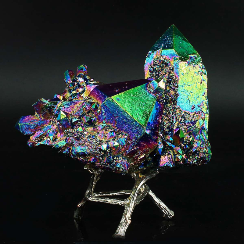 610g Colourful Crystal Cluster Quartz Mineral Specimen Decoration Electroplate