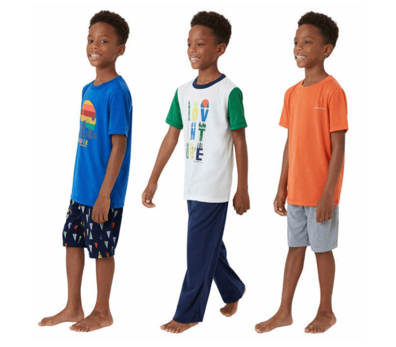 Eddie Bauer Kids Comfy 6 pc Pajama Set Orange Boy&apos;s Sz S 7/8 NWT