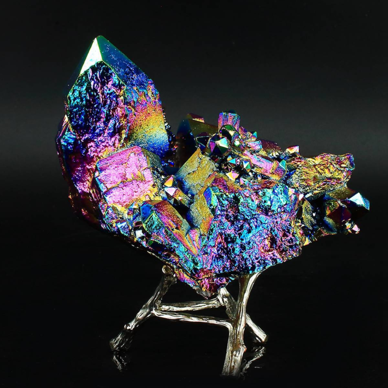610g Colourful Crystal Cluster Quartz Mineral Specimen Decoration Electroplate