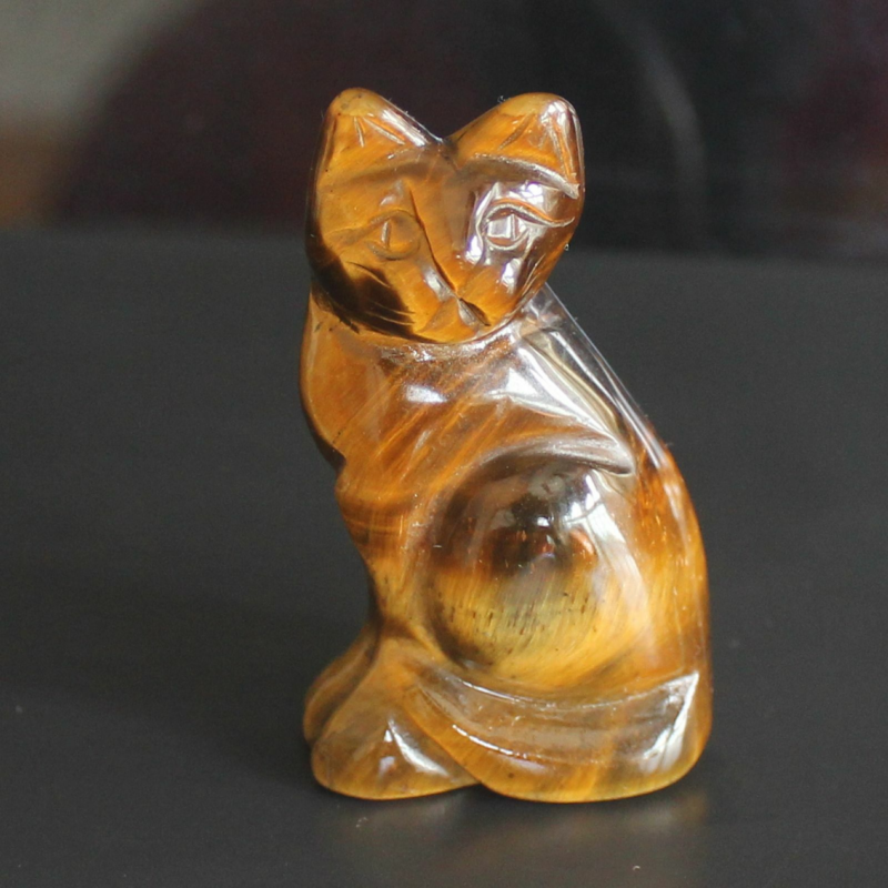Carved mixed gemstone quartz crystal cat figurine animal carving home decor 2&apos;&apos;