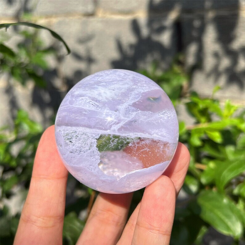 ,Pink Clear Melting stone sphere quartz reiki healing augury Crystal gifts 1pc