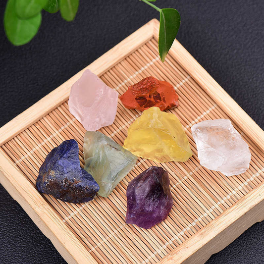 10Sets 7 Chakra Crystal Stone Set Natural Rock Quartz Balance Gemstone W/ Pouch