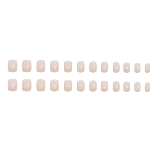 Glossy Nude Color False Nail Short Square Press on Nails for Nail Art 24pcs