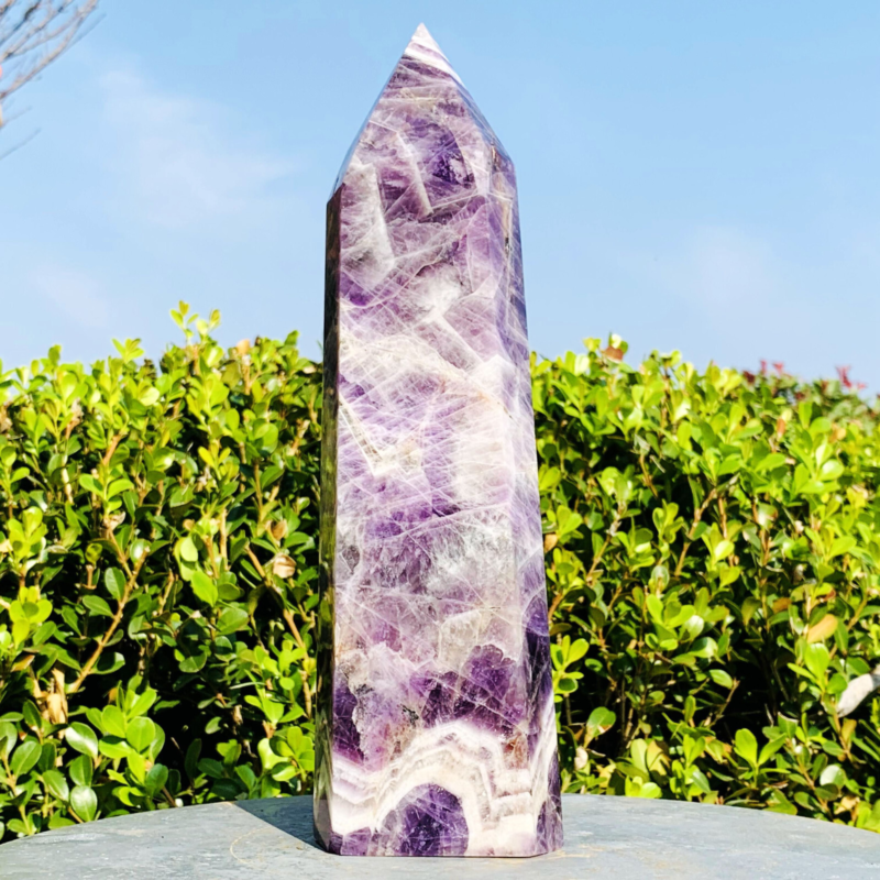 4.26LB Natural Dream Amethyst Quartz Crystal Obelisk Wand Point Healing Stone