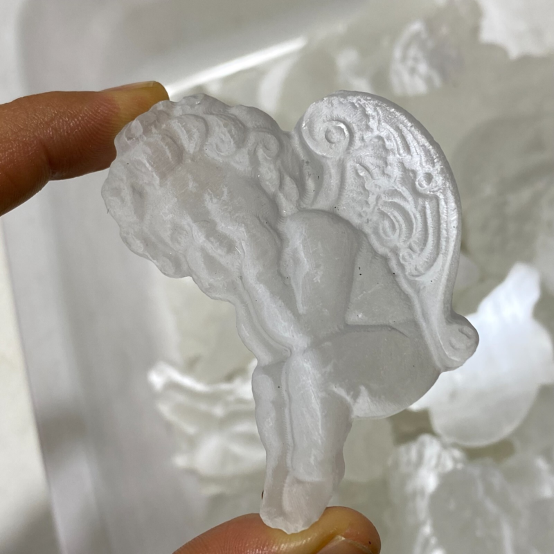 Natural Gypsum Selenite angel Hand Carved Quartz Crystal Reiki healing 1PC