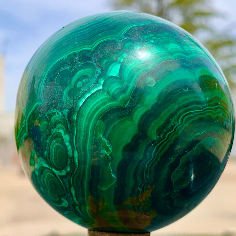 1.15LB Natural malachite egg quartzcrystal energy ball reiki healing