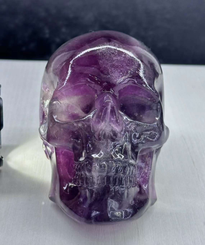 Natural Large colored fluorite skull  quartz crystal Random 1PC