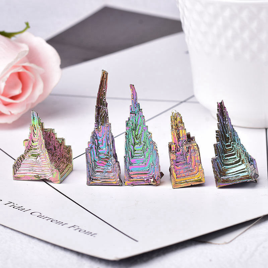 Natural Rainbow Aura Titanium Bismuth Healing Crystal Gemstone Specimens Reiki