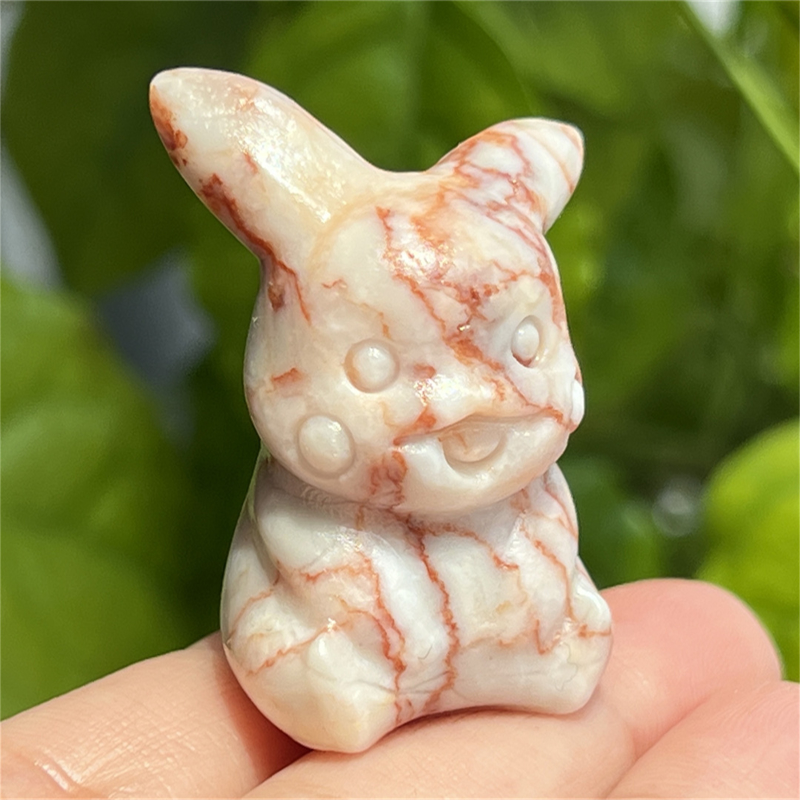 1.5" Natural quartz carved Pikachu skull Quartz crystal skull reiki healing
