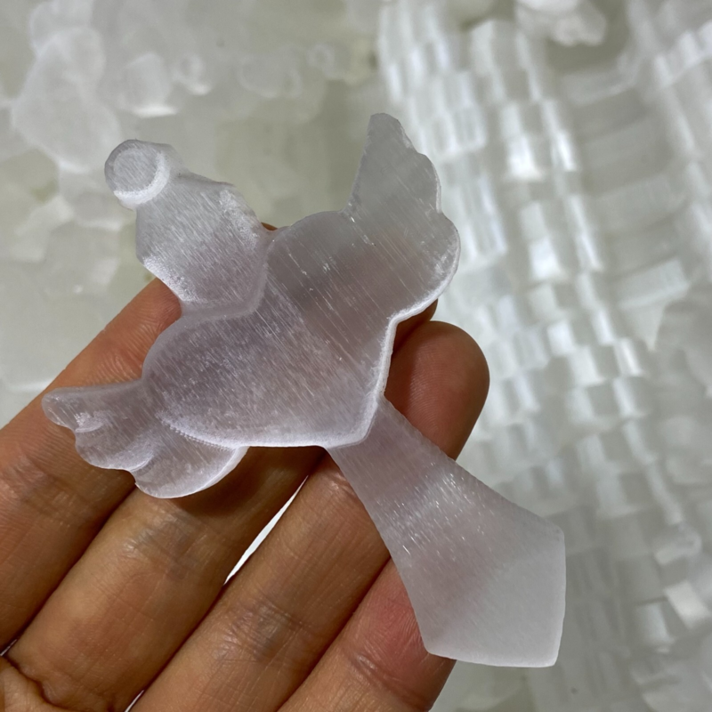 Natural Gypsum Selenite Cross  Hand Carved Quartz Crystal Reiki healing 1PC