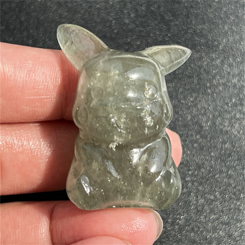 1.5" Natural quartz carved Pikachu skull Quartz crystal skull reiki healing