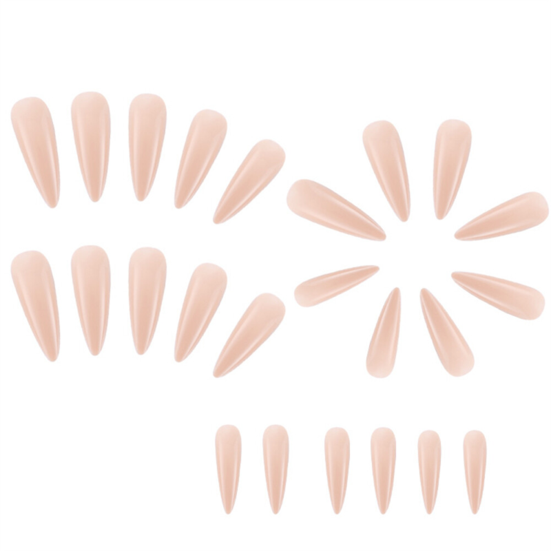 Glossy Nude Color Fake Nail Long Stiletto Press on Nails for Nail Art 24pcs