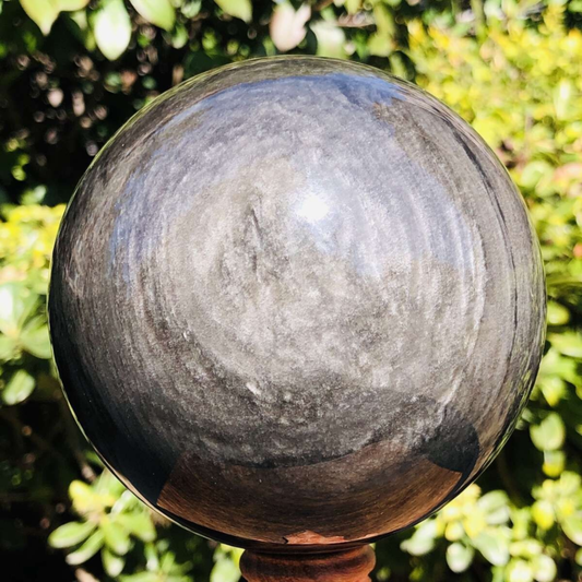 1360G HUGE Natural Silver Obsidian Sphere Crystal quartz Ball Healing 799