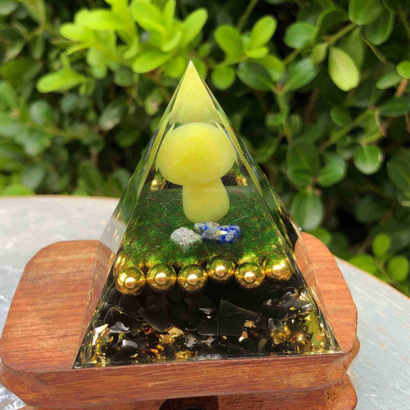 5cmAogen Energy Natural Obsidian Gravel Mushroom Pyramid Healing Meditation