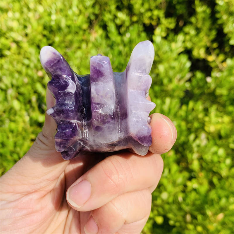 1pc Natural dream amethyst dragon Quartz Crystal skull Reiki Healing