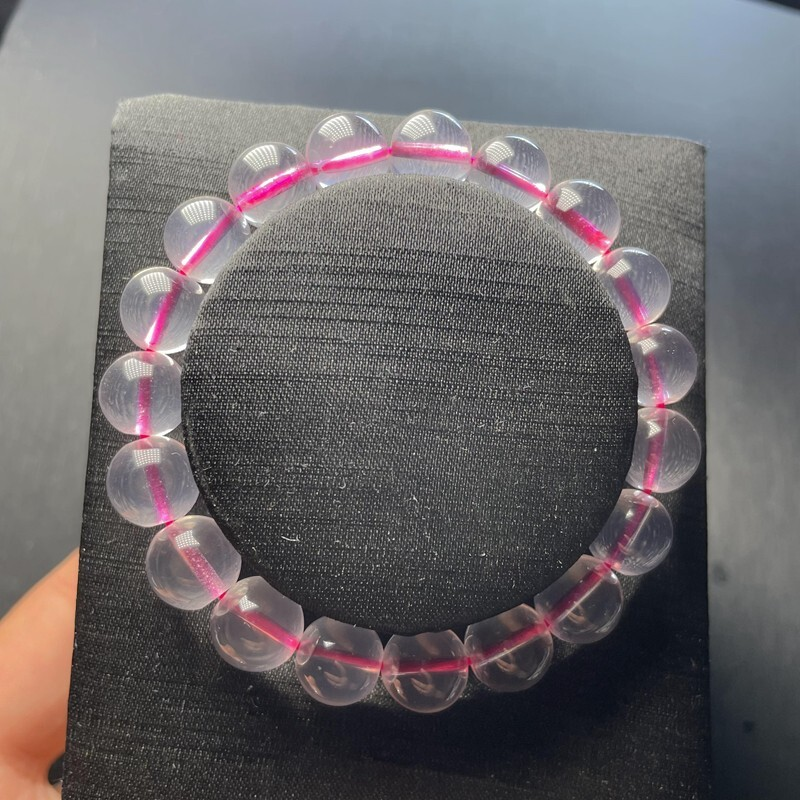 10mm  Natural Clear Starlight Pink Rose Quartz Crystal Gemstone Beads Bracelet