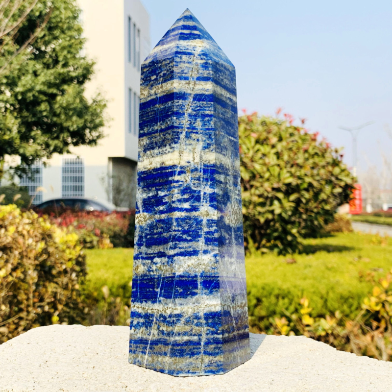 3.49LB Natural lapis lazuli Quartz Crystal Obelisk Wand Point Healing Stone