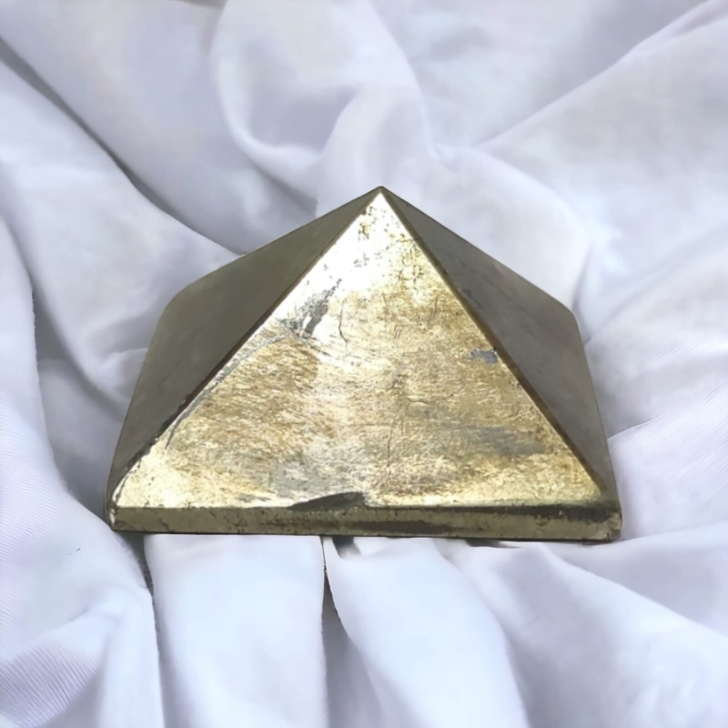 Golden Pyrite 30MM Stone Pyramid EMF Protection Healing Gemstone Reiki Power