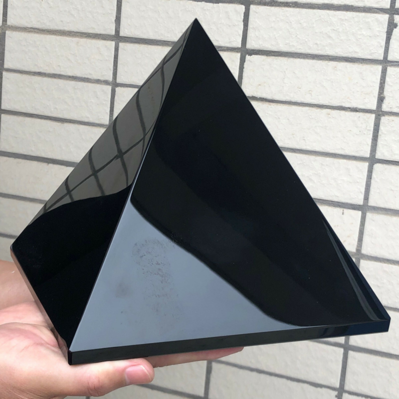 14.97LB Natural obsidian quartz crystal pyramid healing hot spire healing8899