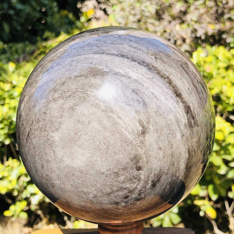 2150G HUGE Natural Silver Obsidian Sphere Crystal quartz Ball Healing 779