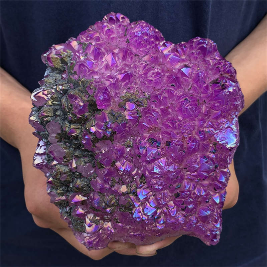 1.55kg Electroplate Rainbow cluster quartz crystal mineral specimen reiki healin