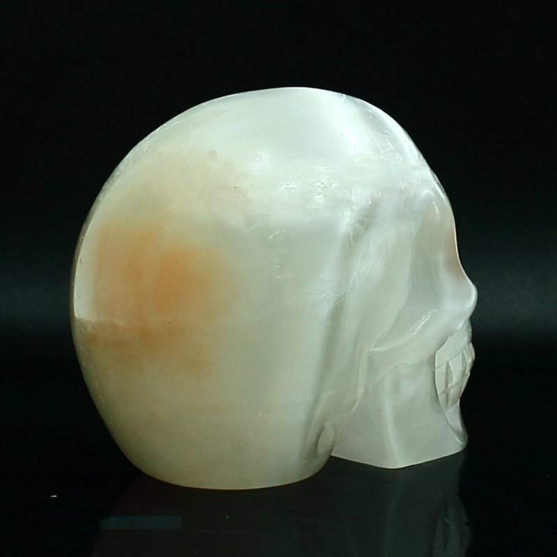 1070g Natural White Selenite Hand Carved Crystal Skull Quartz Meditation Medium