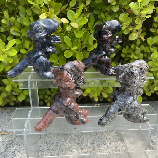 1pc mixed Natural stone dinosaur carved Quartz Crystal stone skull Reiki healing