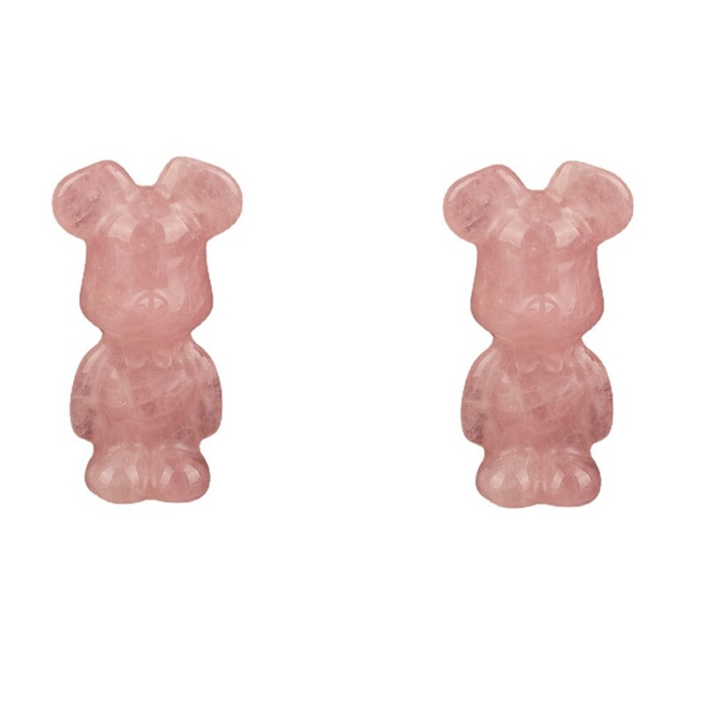 Natural Chakra Quartz Crystal Gloomy Little Bear Carved Animal Reiki Decor Gift