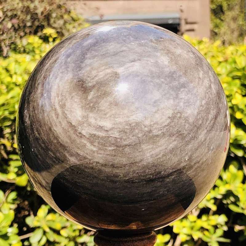 1740G HUGE Natural Silver Obsidian Sphere Crystal quartz Ball Healing 783