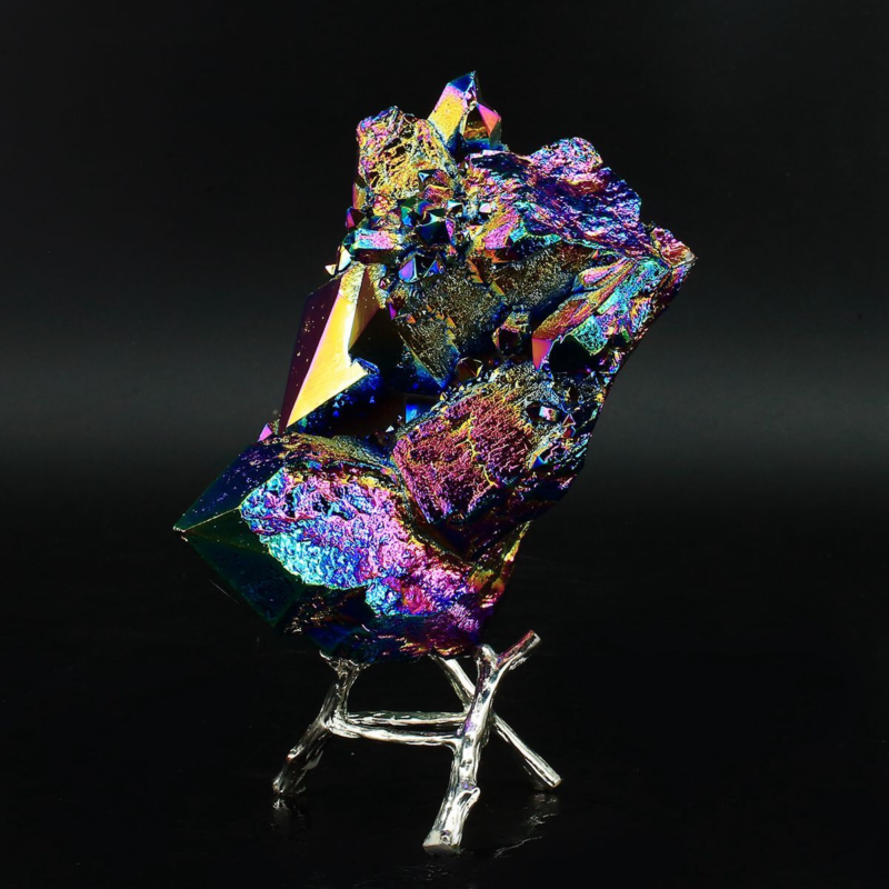 610g Colourful Crystal Cluster Quartz Mineral Specimen Decoration Electroplate