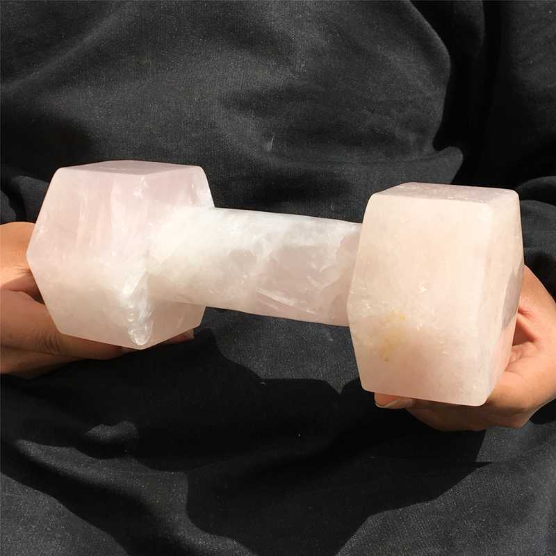 1.96kg Natural rose quartz dumbbell carved Quartz Crystal skull Healing