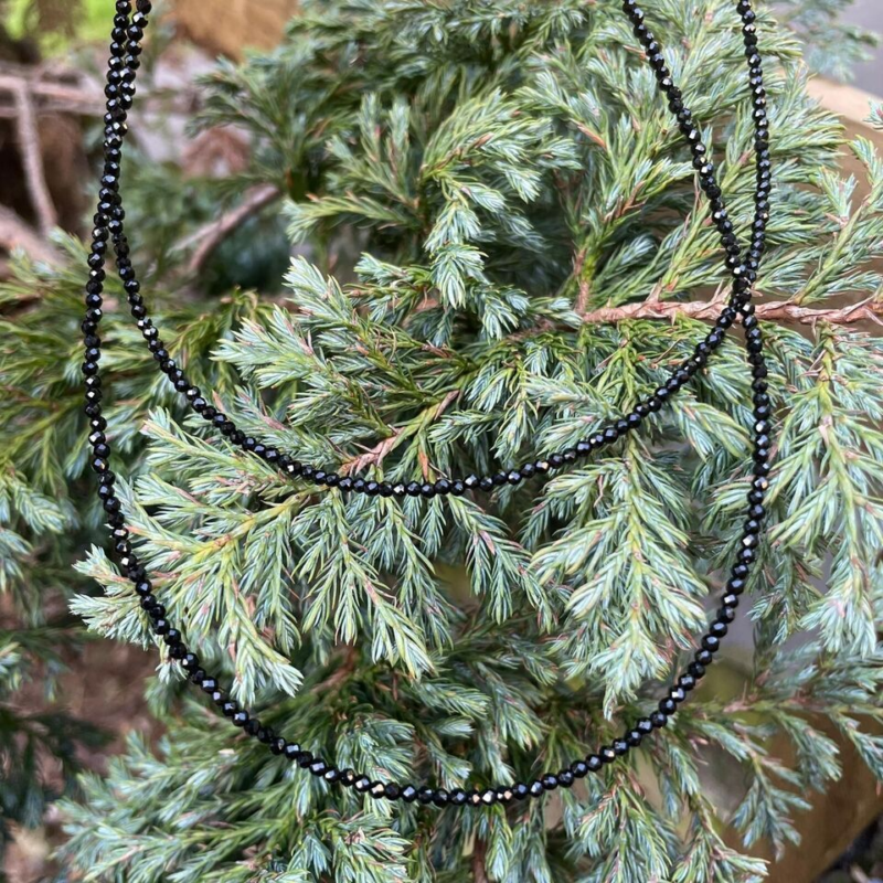3mm Black Spinel Choker necklace minimalist crystal healing natural stone 18"