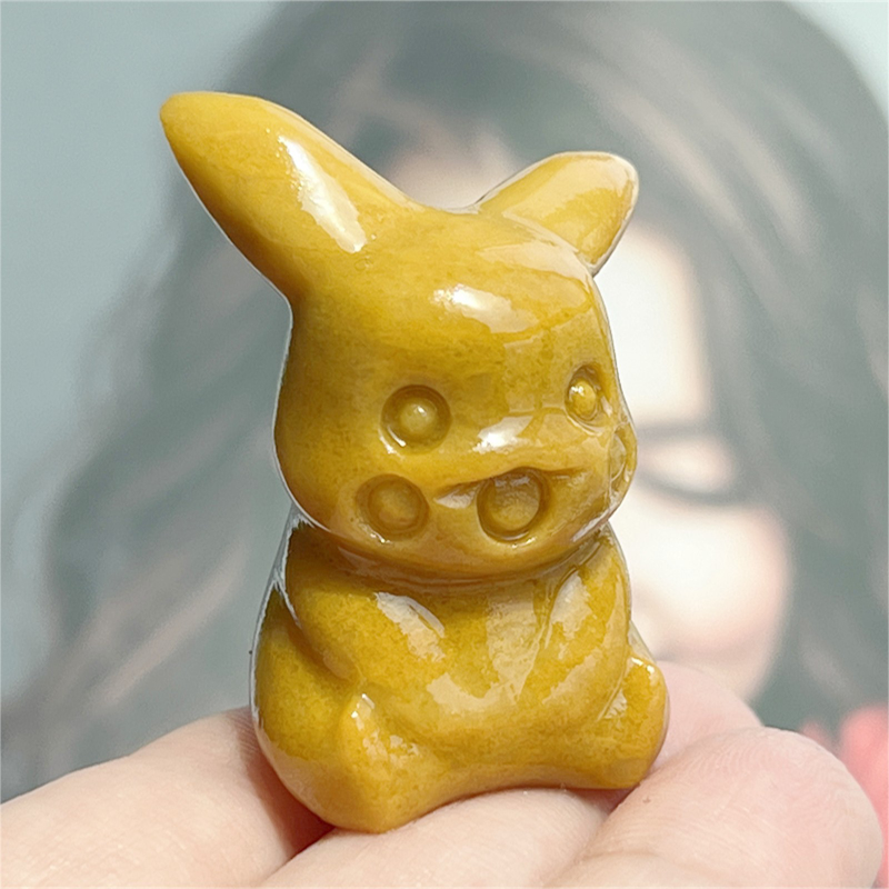 1.5" Natural quartz carved Pikachu skull Quartz crystal skull reiki healing