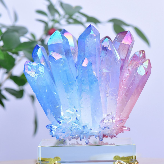 1.48LB Electroplated Color Crystal Cluster Crystal Mineral Reiki Healing