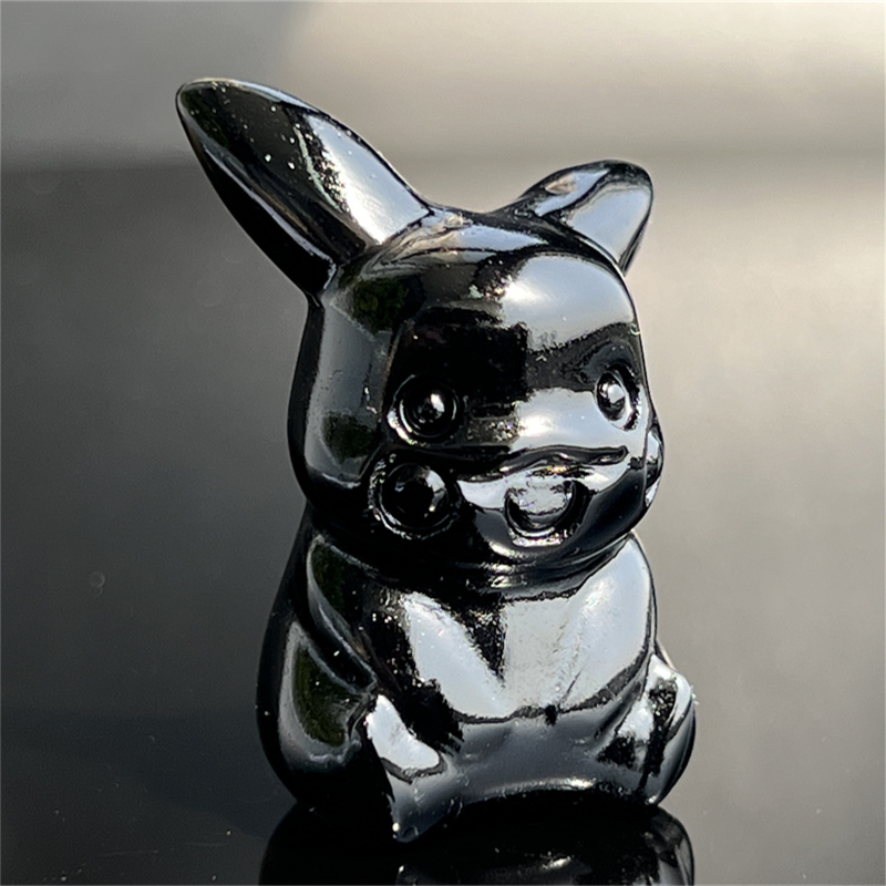 1.5" Natural quartz carved Pikachu skull Quartz crystal skull reiki healing