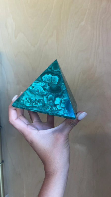 Natural Large Malachite pyramid, malachite sculpture, Extra Quality large Cube