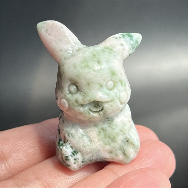 1.5" Natural quartz carved Pikachu skull Quartz crystal skull reiki healing
