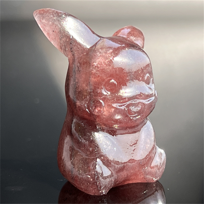 1.5" Natural quartz carved Pikachu skull Quartz crystal skull reiki healing