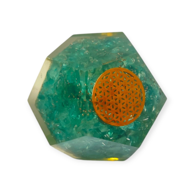 Aquamarine Orgonite Dodecahedron Crystal Flower Of Life Healing 40-45MM