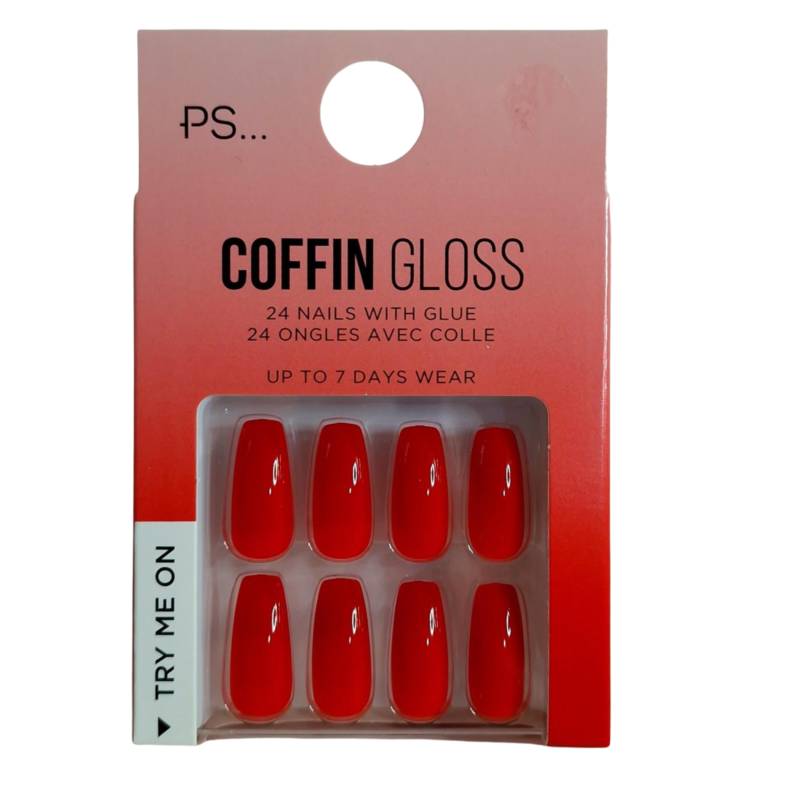 False Nails Press On Fake Tips Stick Coffin Square Full Cover Primark Glue 24pk