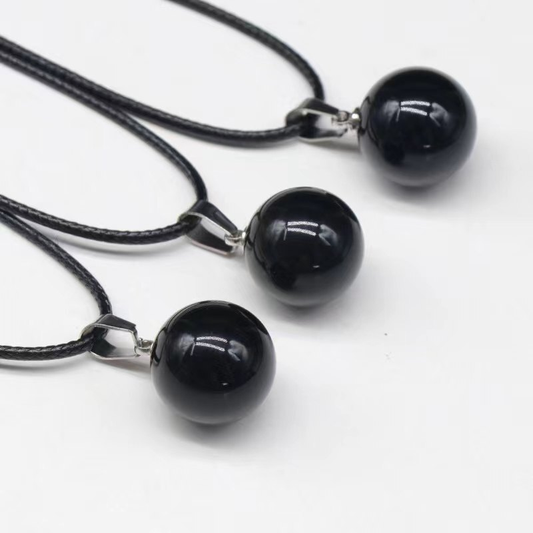 2CM Natural Quartz Obsidian Crystal Ball Pendant Reiki Chakra Healing Gemstones