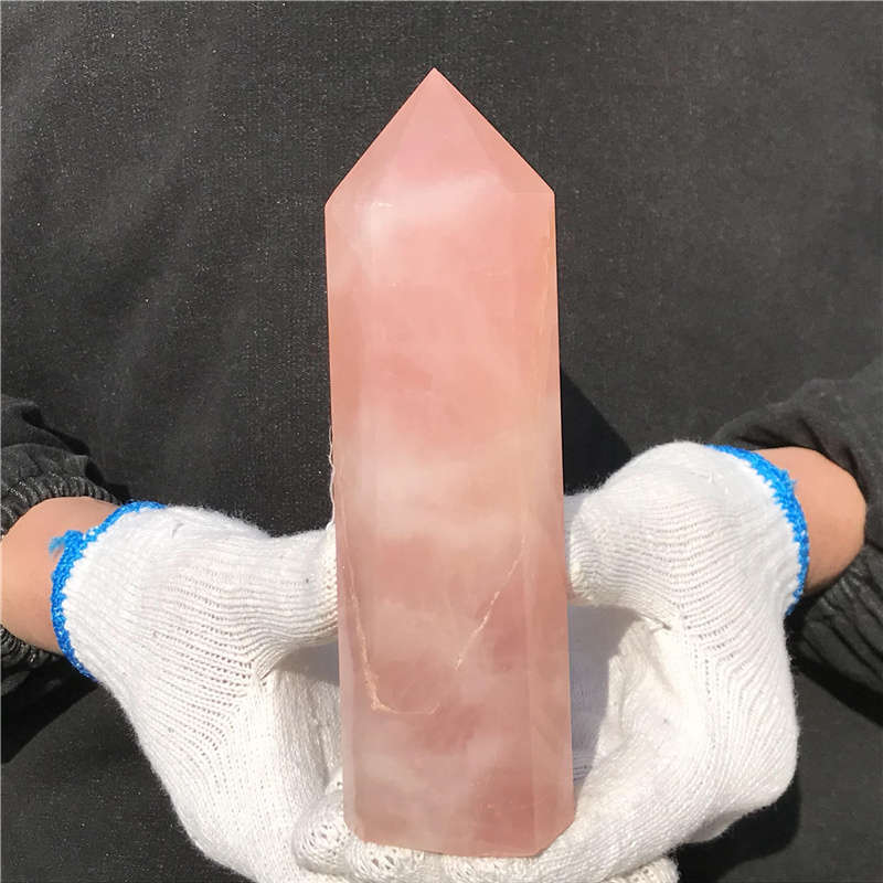 670g Natural Rose quartz obelisk quartz cystal wand point gem healing