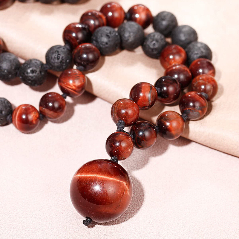 Natural Tiger Eye Stone Beads Necklaces Men Fashion Meditation Yoga Necklace