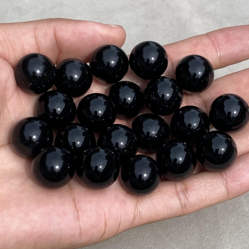 10pcs Natural Obsidian  Ball Quartz Crystal Sphere 15mm+ Polishing Healing