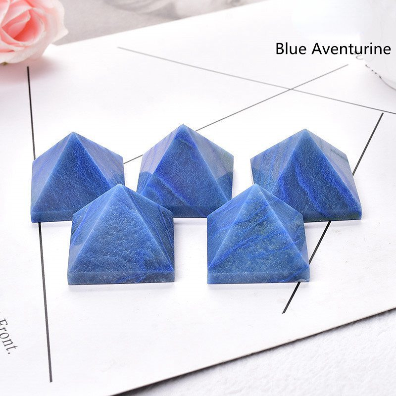 Natural Blue Aventurine Jasper Quartz Crystal Chakra Tower Pyramid Healing Decor