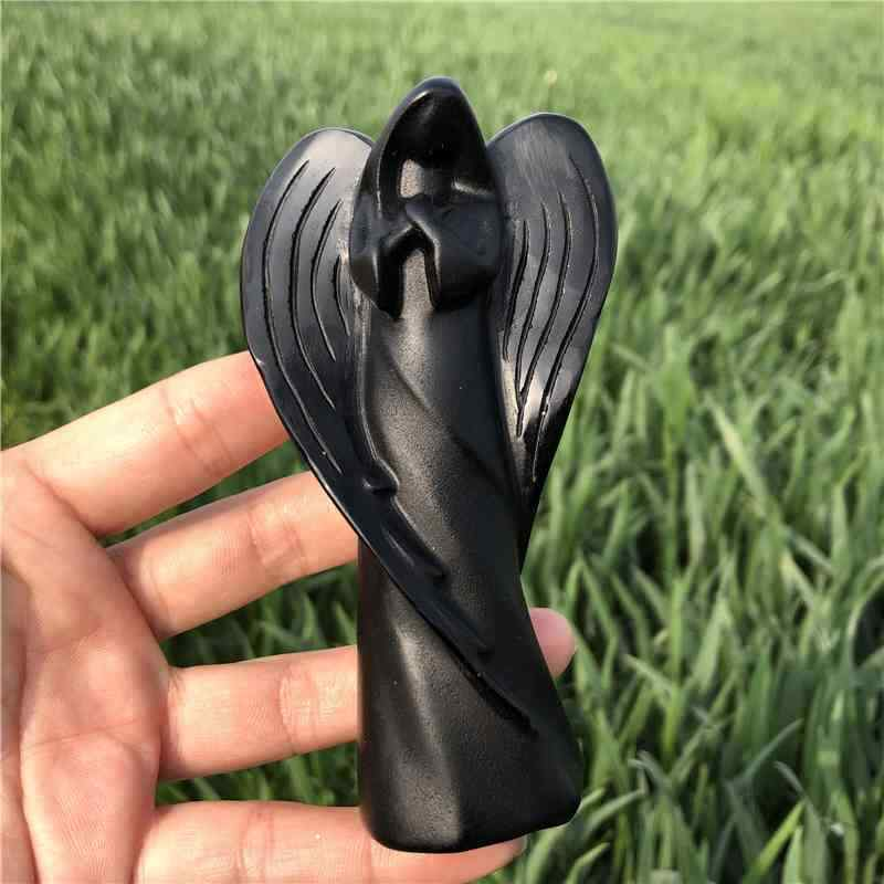 0.16kg Natural obsidian quartz angel carved Quartz Crystal skull Healing
