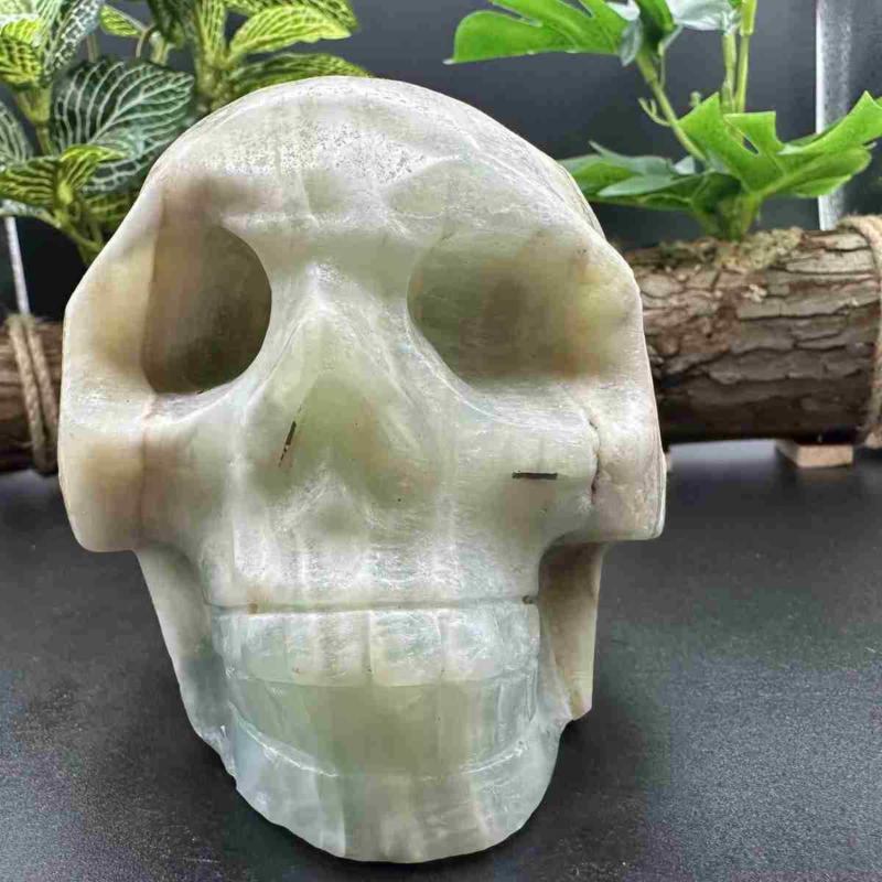 1545g natural Caribbean calcite hand carved skull quartz crystal healing decor